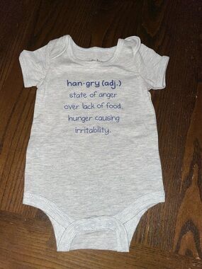 Indigo Light Gray 'Hangry' Baby Bodysuit with Navy Text